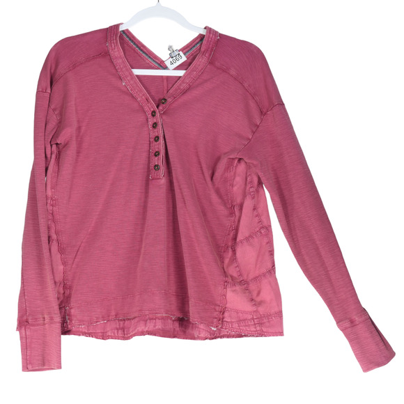 Anthropologie Pink T Shirt Womens Size XS Tee Active Mixed Media Distressed - Picture 2 of 10